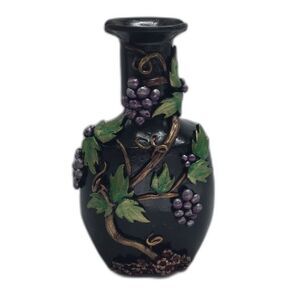 Bottle Art Decorated Decanter Clay Grapevine Vineyard Wine Theme Hand Painted
